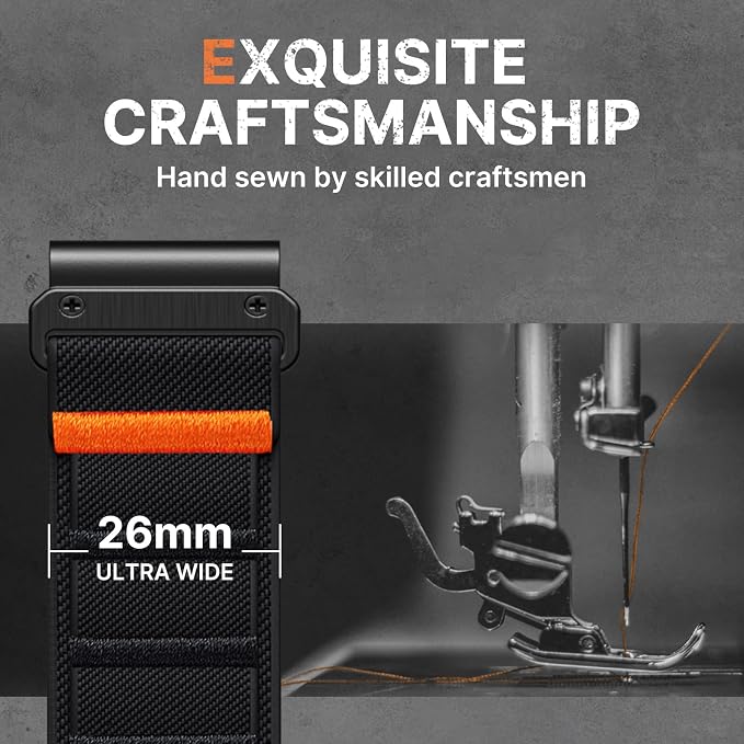 Bandletic Compatible with Garmin Fenix 5x Watch Band - 26mm Quick Fit Soft Sport Bands with G-Hook for Fenix 8 51mm/7X 6X Pro/5X Plus/Instinct 2X Solar/Enduro/Quatix/Tactix/Epix Pro2/D2 Bravo/Descent