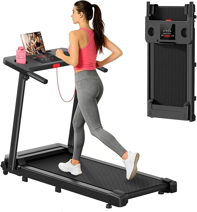 Walking Pad Treadmill with 8% Incline, 0.6-3.8MPH Foldable Treadmills with Remote for Small Home, 3.0HP Compact Walking Pad with Handle Bar, Easy Assembly, 350 LBS