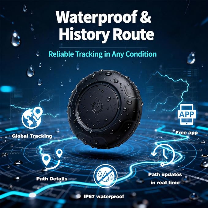 GPS Tracker for Vehicles,Car GPS Tracker Portable Real Time Magnetic GPS Tracking Device, Full Global Coverage Location Tracker for Car,kids,dogs,Trucks/Person. No Subscription Required/No Monthly Fee