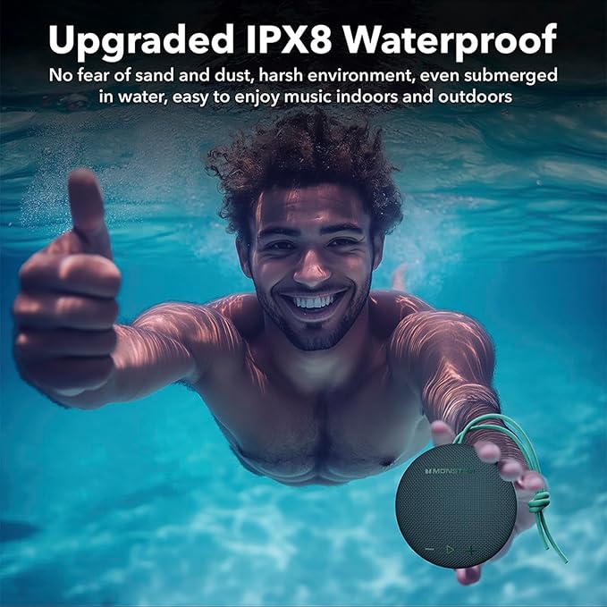 35W (peak) Monster Bluetooth Speaker, IPX8 Shower Speaker Waterproof, Bluetooth 5.4 with Loud HD Sound and Robust Bass, Extra Long Playtime Punchy, for Home, Beaches Portable Wireless Outdoor Speakers