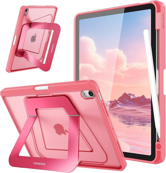 Fintie Shockproof Case for iPad Air 11-inch M4/M3/M2 (2026/2025/2024), iPad Air 5th/4th Generation (2022/2020) 10.9 Inch - Slim Frosted Hard Cover with Multi-Angle Kickstand & Pencil Holder, Pink