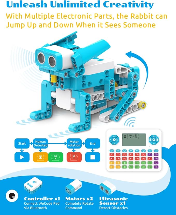 WhalesBot D3 Pro 12-in-1 STEM Wecode Pad Coding Robot Kit for Kids, 388-Piece Educational Building Set with Interactive Storytelling, Ideal Toy for Boys & Girls Ages 6-8