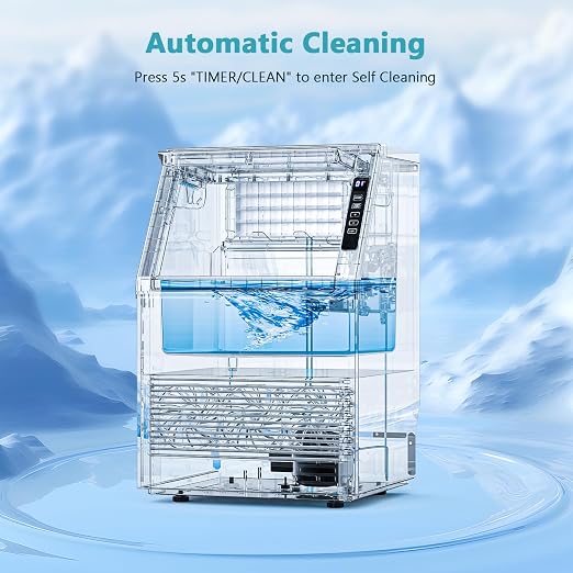 COWSAR Commercial Ice Maker Machine, Self-Cleaning Ice Machine for Home, Bar, Restaurant, Office and Outdoor，80Lbs/24H Freestanding Undercounter Ice Maker with 24Lbs Storage Capacity