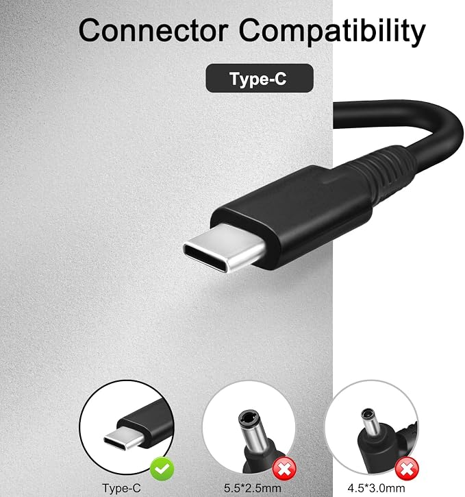 65W USB Type C Charger Compatible with Asus Rog Ally X 2024 2025 Acer Nitro Blaze 7 8 11 Msi Claw A8 Steam Deck 64 256 Go Legion go 2 Gaming Handheld Logitech G Cloud Console Power Supply