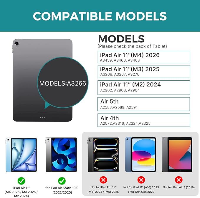 typecase Touch Keyboard Case with Trackpad for iPad Air 11-inch (M3 2025 / M2 2024):360°Rotatable - 11 Colors Backlight - Wireless Keyboard with Pencil Holder for iPad Air 5th & 4th Gen,Midnight Green