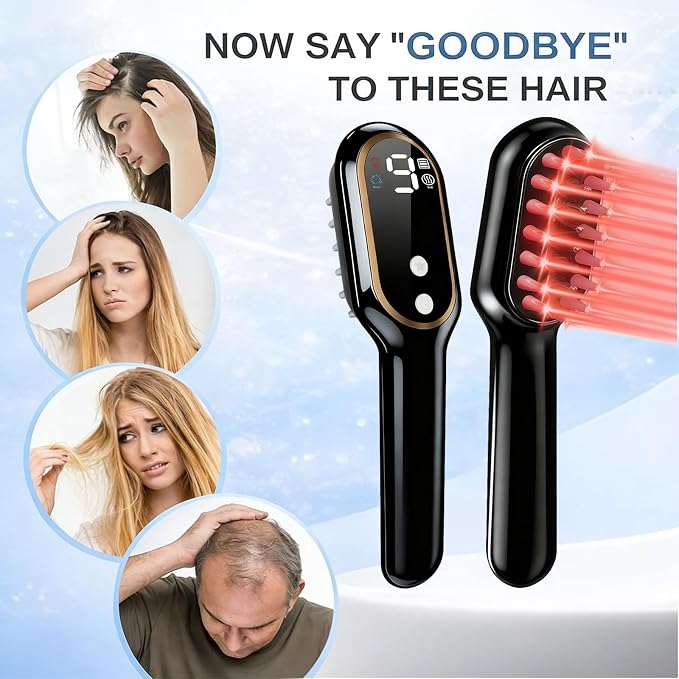 Obiredk ㅤLaser Hair Growth Comb, 650nm Red Light Therapy for Hair Regrowth, FDA Cleared LLLT Scalp Massager for Thinning Hair & Receding Hairline Rechargeable - Black