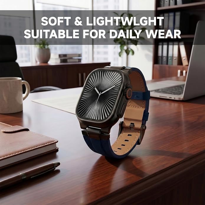 Vintage Genuine Leather Band for Apple Watch Ultra 49mm (2026 Upgrade), Rugged Replacement Strap Compatible with iWatch 46mm 45mm 44mm - for Men Women, Fit Ultra3/2/1, SE 3/2/1, Series11 10/9/8/7/6/5/4