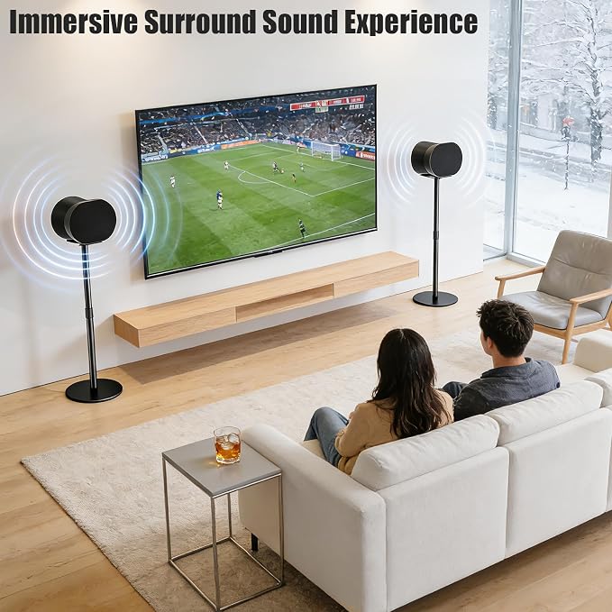 Speaker Stands for Sonos Era 100 & Era 300, 26”-43” Height Adjustable Floor Stand, Dual-Mount Base Surround Sound Speaker Mount with Cable Management for Home Theater, Pair (2 Pack)