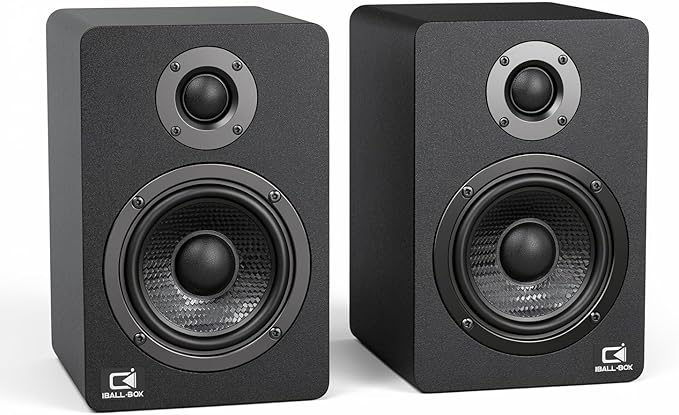 H1 Computer Speakers for Desktop PC, Monitor & Laptop, 60W Powered 2.0 Stereo with Bluetooth, 24-Bit USB-C DAC, Optical, 3.5mm AUX, Bass/Treble Control, Black