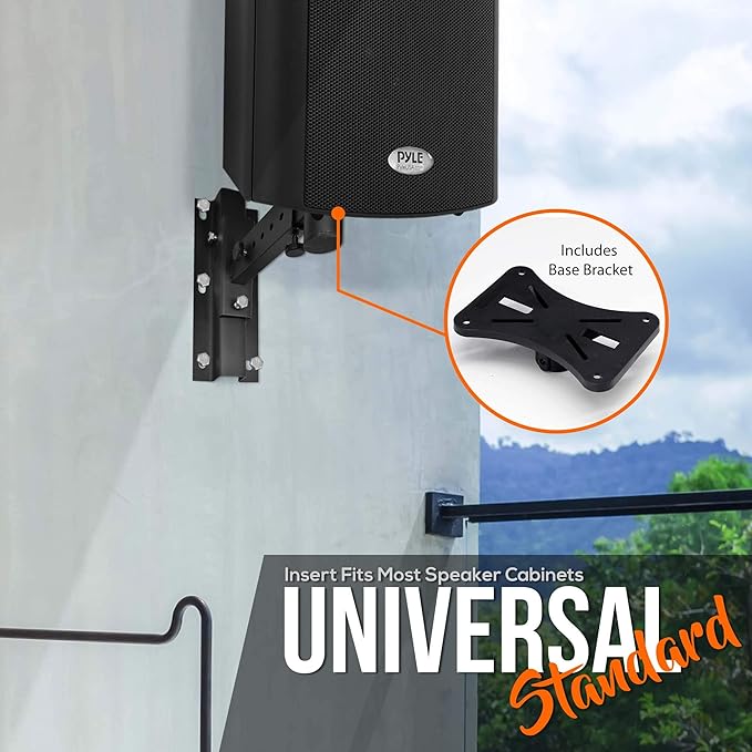 Pyle 90°-30° Angle, Tilt, Rotation Adjustment & Solid-Steel Pin Serves as Safety-Stop Mount Speaker Bracket Stands-Dual Universal Adjustable w/ 12.5'' Distance from Wall (PSTNDW15)