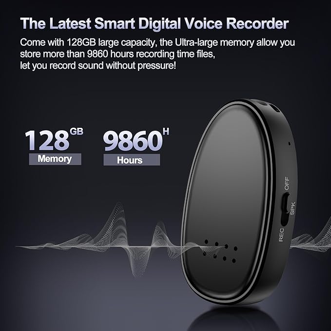 128GB (9860 Hours) Digital Voice Recorder with Noise Cancelling, Recording Device with HiFi Speaker for Meetings, Lectures, 1536kbps MP3 Playback Audio Recorder for Students/Interpreters Use, Black