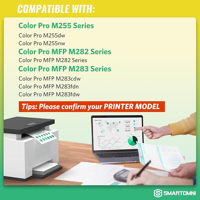 206A Toner Cartridges 4 Pack (with Chip) Works with HP Color Pro MFP M283fdw M283cdw, Pro M255dw M255nw, MFP M282nw M283 M282 M255 Printer | W2110A W2111A W2112A W2113A 206X W2110X