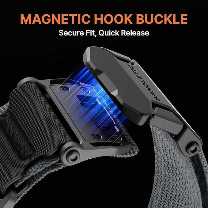 Bandletic Magnetic Bands Compatible with Garmin Forerunner 965 Watch Band, 22mm Quick Fit Strap for Fenix E/8 47mm/7/6/5/Forerunner 970/955/Epix 2/Approach S70 47mm/Tactix & Quatix 8-47mm/Descent G2