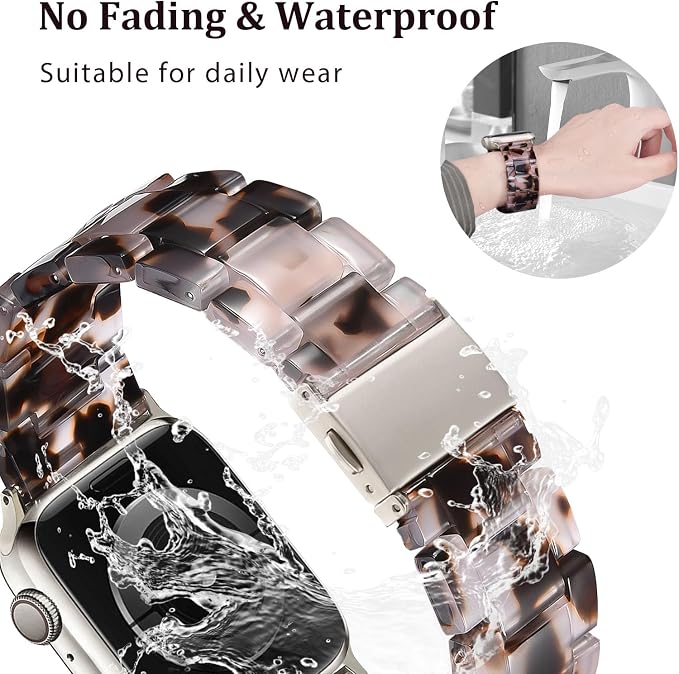 V-MORO Resin Bands Compatible with Apple Watch Series 11/10/9/8/7 Band 45mm/46mm/44mm/42mm Starlight Buckle Lightweight Fashion Strap Bracelet for iwatch Series SE/6/5/4/3/2/1 Women Men,Clear