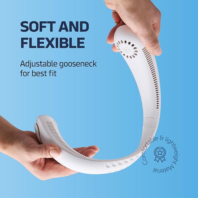 NEXAIR Portable Neck Fan Hands Free Cooling Lightweight Bladeless Neck Fan, 3 Speeds, 2400mAh Battery, 5H Runtime White