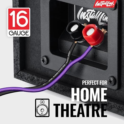 Install Link 16 AWG Gauge Speaker Wire Cable (250 Feet) Stereo, Car or Home Theater, CCA
