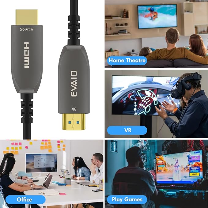 8K Fiber Optic HDMI Cable 100 FT, HDMI 2.1, 48Gbps, eARC, 8K@60Hz, 4K@120Hz, Compatible with RTX 3080/3090, Xbox Series X, PS5 etc