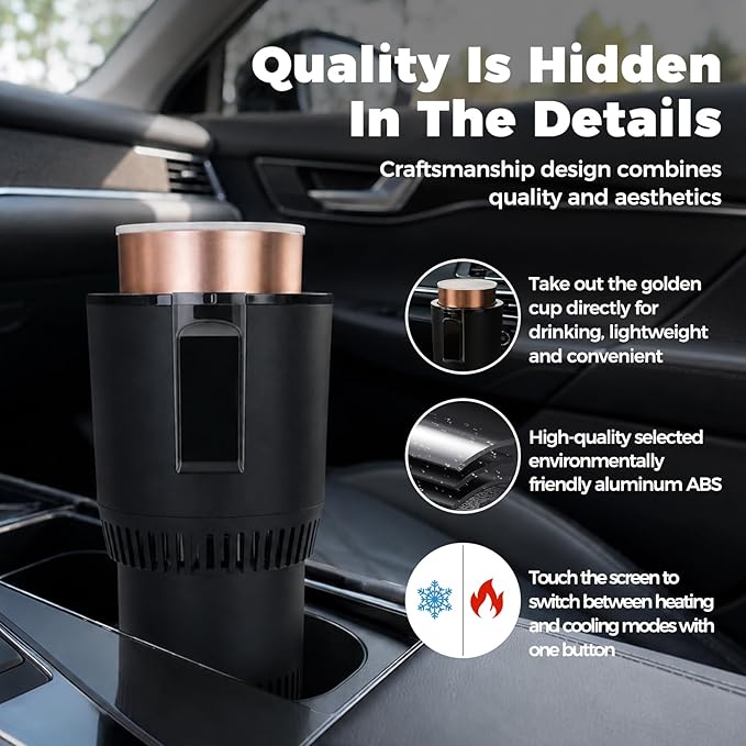 2-in-1 Car Cup Warmer Cooler, Smart Car Cup Mug Holder,Auto Car Cooling and Heating Cup Holder, Car Tumbler Holder Practical,Car Refrigerator Cooler Insulation Drink Cooler Cup (Black)