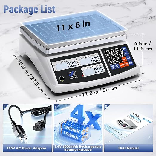 Industrial Counting Scale 40kg/88lb x 0.1g Precision Bench Scale Digital Inventory Counting Weight Scale for Small Parts and Coins, Electronic Gram Scale with Batteries/AC Power, lb/g/kg/oz