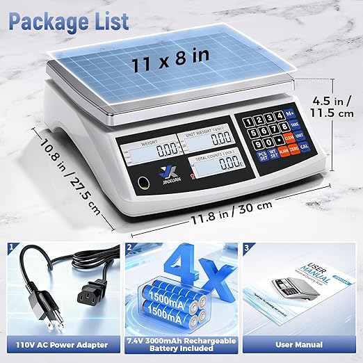 Industrial Counting Scale 40kg/88lb x 1g Precision Bench Scale Digital Inventory Counting Weight Scale for Small Parts and Coins, Electronic Gram Scale with Batteries/AC Power, lb/g/kg/oz