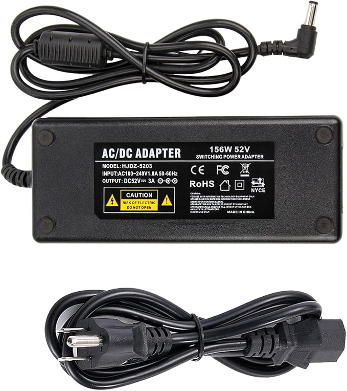 COOLM 52V 3A Power Supply Adapter - COOLM AC DC 52 Volt 3 Amp Replacement 2A 2.3A 2.5A 2.7A 2.88A for Reolink PoE NVRs, PoE Switch, Injector, Compatible with RLN16-410 / RLN8-410