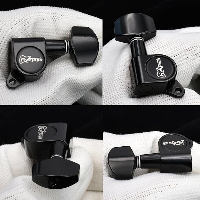 FretJoyB 18:1 Guitar Tuning Pegs 3x3 Standard Guitar Tuners Tuning Keys Replacement for Acoustic or Electric Guitars-Black(3 Right+3 Left)