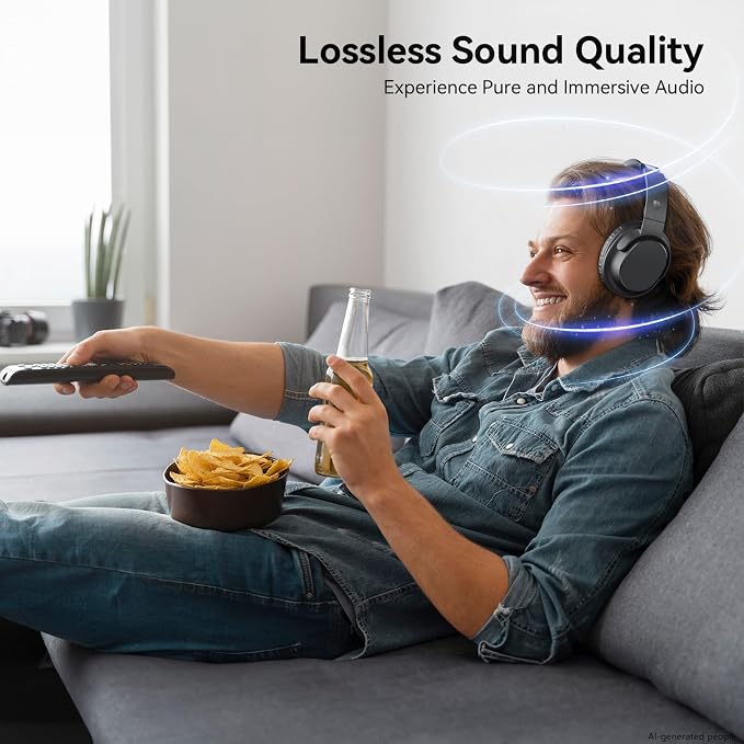 Dytole Wireless Headphones for TV, TV Headphones Wireless for Seniors, Versatile Charging Dock with Transmitter, Instant Audio Sync, 65-Hour Battery Life, Ideal Gift for Parents & Seniors