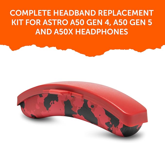 WC Mod Kit A50 - Cooling Gel Earpads + Headband Replacement for Astro A50 Gen 4, Gen 5 & A50X by Wicked Cushions | Enhanced Comfort, Cooling & Durability | Red Camo