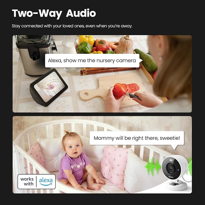Kiwibit 2K Security Camera Indoor/Outdoor, Pet Camera, Baby Monitor, Magnetic Mount, AI Detection, Color Night Vision, SD & Cloud Storage, Compatible with Alexa, 10FT Extra-Long Cable