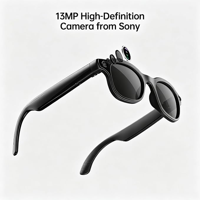 Smart Glasses with Camera, AI Voice Assistant, Real-Time Translation, Open-Ear Speakers, Wireless Charging, Bluetooth, 3 Lenses, for Work and Travel (8, GB)