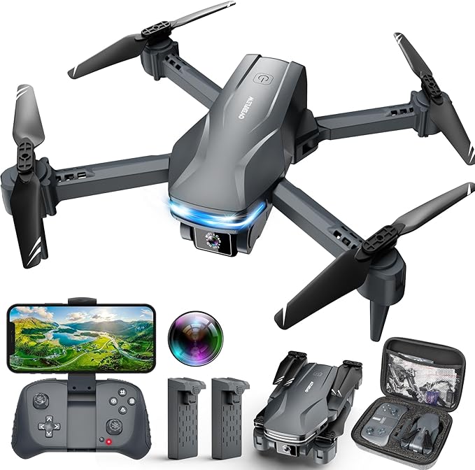 Drone with Camera 1080P HD FPV Foldable Drone for Beginners and Adults, Quadcopter with Voice Gesture Control with Carrying Case, One Key Take Off/Land, Optical Flow Positioning, 360° Flip, Waypoint Fly