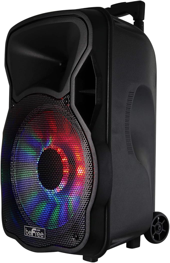 beFree Sound 12 Inch 2500 Watt Bluetooth Rechargeable Portable Party PA Speaker with Illuminating Lights,Black,BFS-12 Portable Speaker
