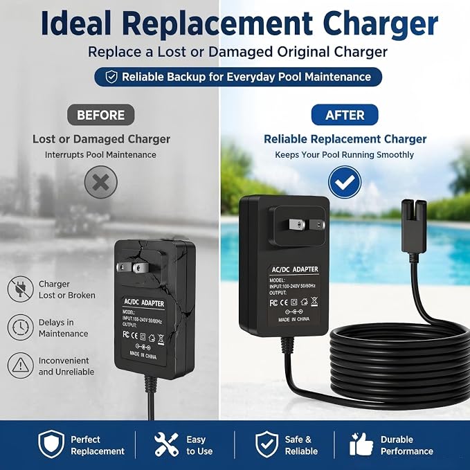 25.2V Charger, for Gosvor Robotic Pool Cleaners; Compatible with the Gosvor Pivot 21.6V Battery wall Charger
