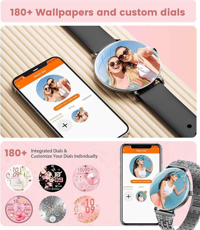 LIGE Ultra-Thin Smart Watch for Women(Answer/Make Calls),1.43" Fitness Tracker Watch with Heart Rate,Clories Tracker 100+ Sports Modes,Always-on Display Women Smartwatch for Android iOS(Black-FV17-H)
