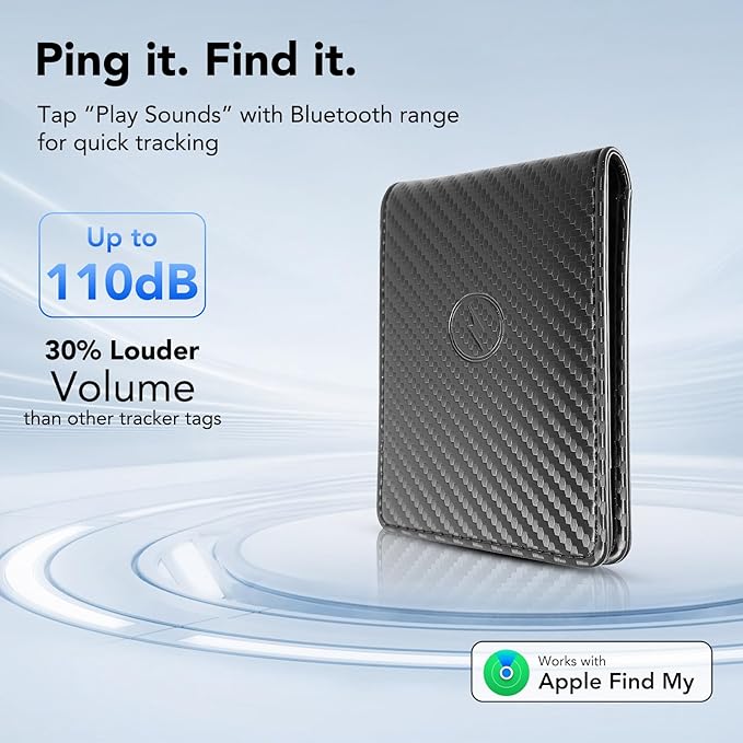 Smart Wallet for Men, Bulit-in Tracker Tag Works with Apple Find My(iOS Only), RFID Blocking, Rechargeable Wirelessly Wallet Tracker, Mens Wallets with GPS Tracker