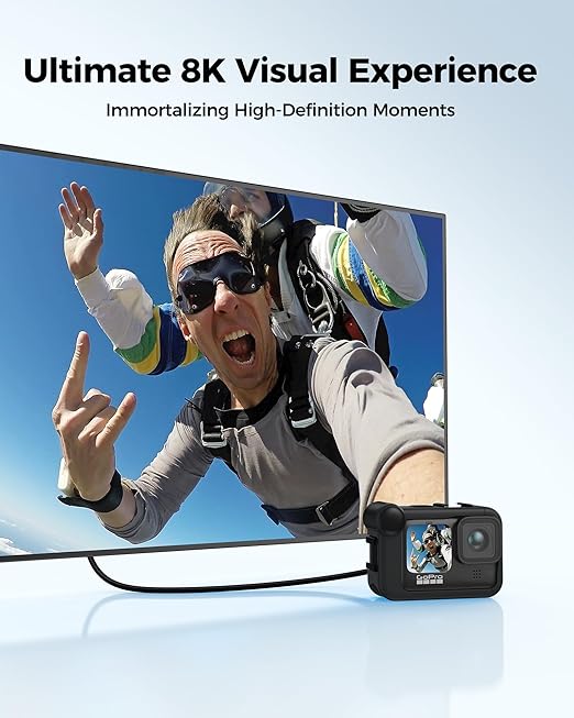 Silkland 8K 4K Micro HDMI to HDMI Cable 10ft, Micro HDMI 2.1 Adapter [8K@60Hz, 4K@240Hz 144Hz 120Hz] 6K 5K, 48Gbps, HDR, Compatible for Samsung G8,G9, Camera, Raspberry Pi 5 4, GoPro Hero, Cam Link