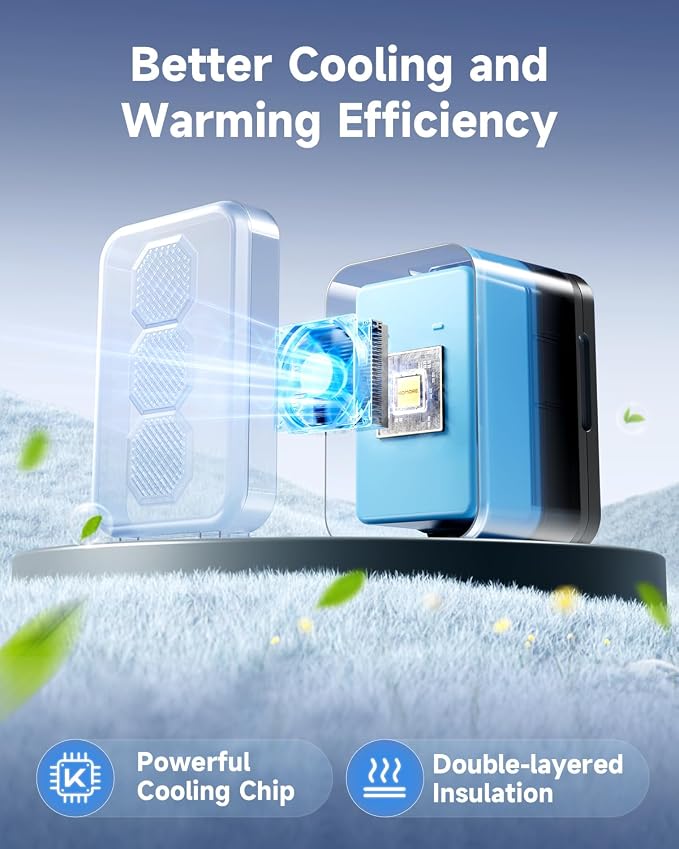 Small Mini Fridge, 18L Portable Tiny Fridge for Skincare, 120V/12V Makeup Refrigerator Mini, Thermoelectric Cooler & Warmer for Drinks, Food, Cosmetics for Office/Dorm/Car/Travel, Black