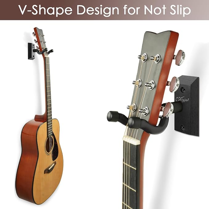 SNIGJAT Guitar Wall Mount 2 Pack, Guitar Hanger Wall Hook Holder Stand with Screws, Hardwood Mount Hanger for Acoustic Bass,Banjo, Mandolin Guitar, Bass, Banjo, Mandolin