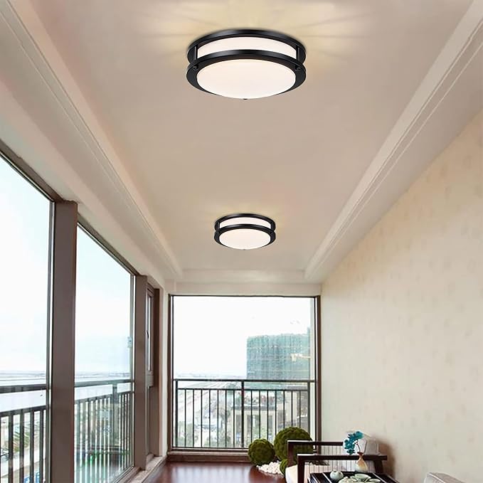10” Matt Black Ceiling Light Fixture -10 Inch Flush Mount LED Ceiling Light for Bedroom Bathroom Closet Kitchen LED Fixture 2700K/3000K/3500K/4000K/5000K Adjustable,17W, ETL Listed