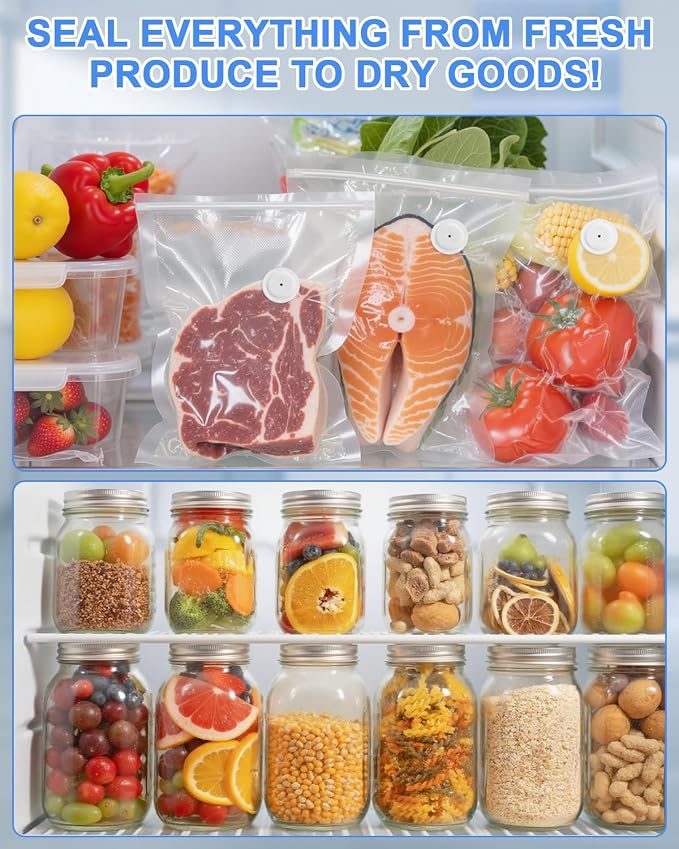 Handheld Vacuum Sealer Machine for Food Automatic Compact Vacuum Sealer Kit Food Sealer Saver with Visual Water Tank for Reusable Vacuum Bag,Regular&Wide Mouth Mason Canning Jar Mother Day Gift