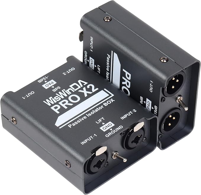 2Channels XLR/TS/TRS Passive Hum Eliminator Box for Audio Equipments Ground Loop Isolator Noise Filter for Different Audio Systems Using (WDISO-Pro X2)