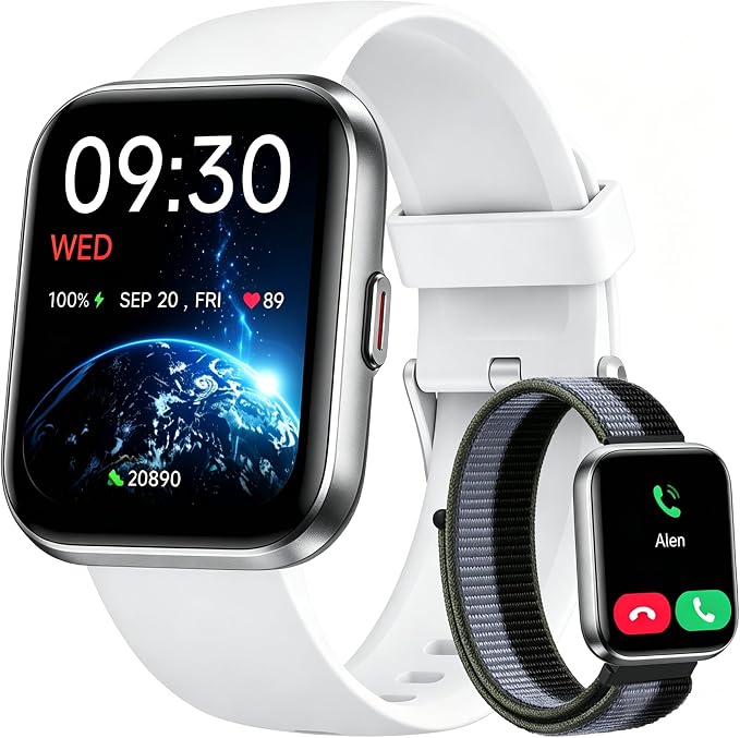 Woneligo Smart Watch for Women, Answer/Make Calls, Alexa Built-in, 1.85" Touch Screen Fitness Tracker for Android & iPhone, Heart Rate/Sleep/SpO2 Monitor Smartwatch, Waterproof (White)