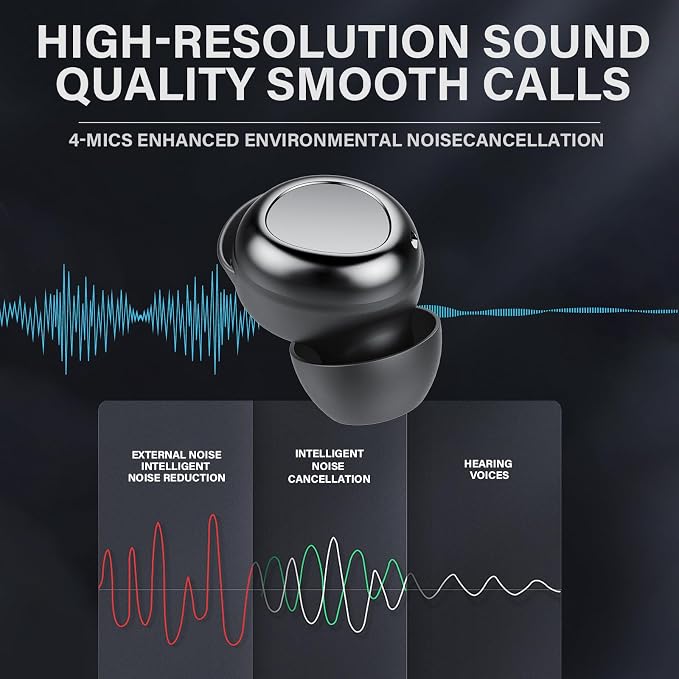 Wireless Earbuds, Hybrid ANC 40dB Noise Cancelling Headphones, 45H Playtime, Bluetooth 5.4, 10mm Drivers with 5 EQ, ENC Dual Mic, IPX7 Waterproof, Transparent Mode, Digital Battery Display iOS/Android