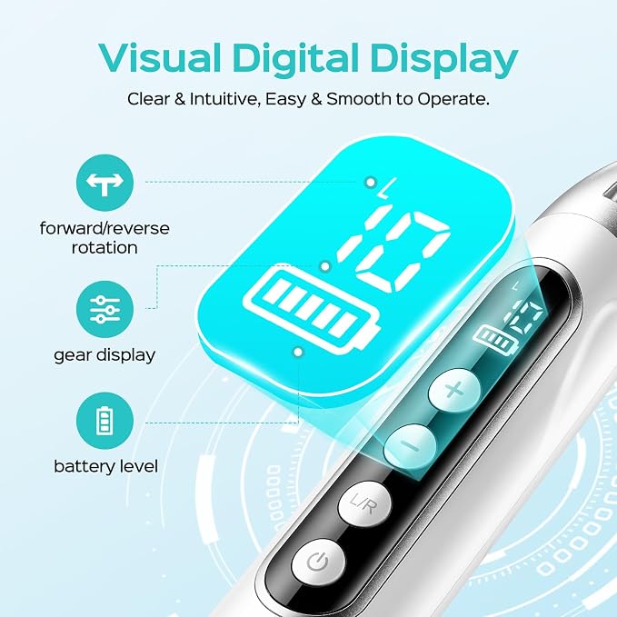 COSLUS C60 Professional Pedicure Manicure Kit: Cordless Electric Nail File with 10 Speed & LCD Display, Thick Toe Nail Grinder for Hand Feet, Remove Cuticles, Callus for Men Women Seniors, Home Salon