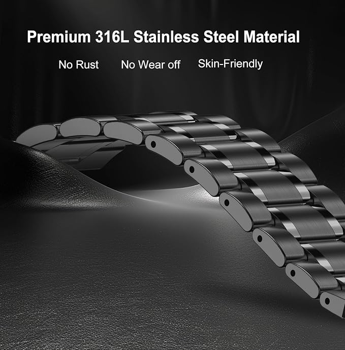 SUPLINK Bands Compatible with Samsung Galaxy Watch 6 5 4 7 44mm 40mm/Galaxy Watch 6 4 Classic Band 43mm 47mm 46mm 42mm/Active 2 40mm 44mm/3 41mm,20mm Stainless Steel Metal Replacement Men, Grey
