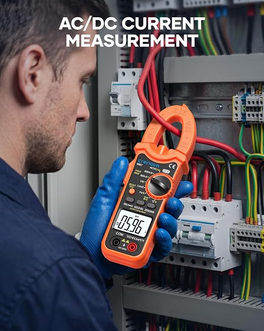 Crenova Clamp Meter Multimeter 6000 Counts TRMS Electrical Tester for AC/DC Current/Voltage,Resistance,Capacitance,Frequency,Duty Cycle,Temperature,Continuity,Diode,NCV for Industrial & Home Use