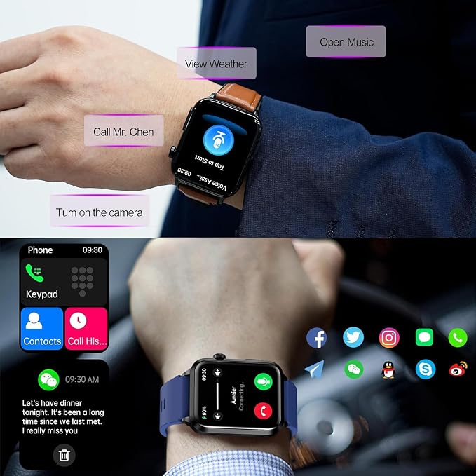 Advanced Health Smartwatch for Women Men with Real-Time Monitoring of Heart Rate, Blood Oxygen, Body Temperature, Blood Pressure, Sleep Auality and Stress Levels.Always-On Display, for Android & iOS