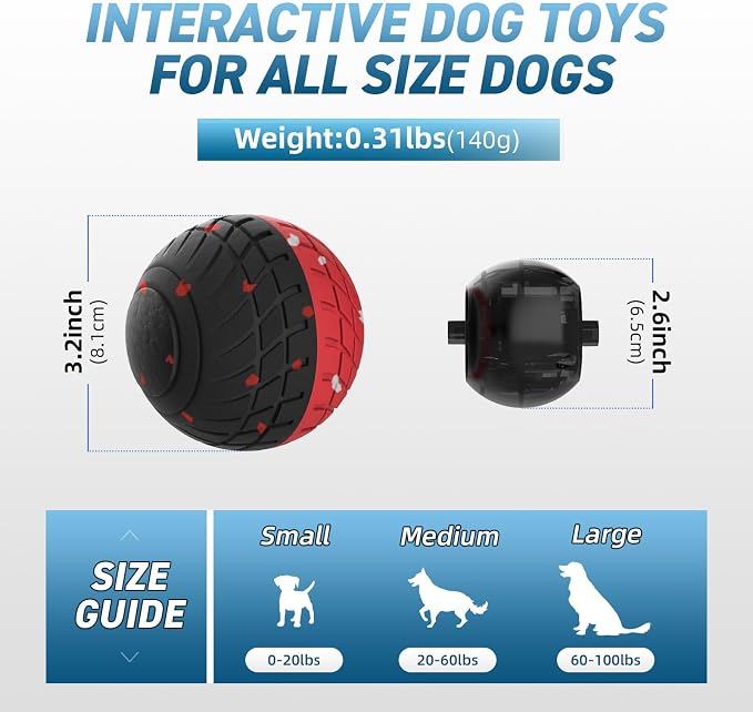 HETOO Interactive Dog Ball, Remote Control Dog Toy, Moving Dog Toy, Smart Bouncing Vibrating Dog Toys for Small Medium Large Dogs, Dog Interactive Toys for Boredom, to Keep Them Busy