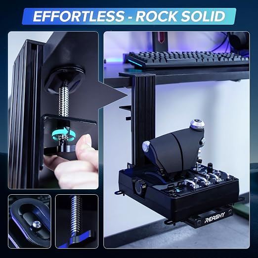 Reashy Hotas Mount, Joystick Mount, Aluminum Flight Stick Desk Mount for Logitech X56, X52, X52 Pro, Thrustmaster T.1600M, TCA, T.Flight Hotas One, 4, X, Airbus, VKB Gladiator Nxt