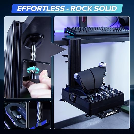 Reashy Hotas Mount, Joystick Mount, Aluminum Flight Stick Desk Mount for Logitech X56, X52, X52 Pro, Thrustmaster T.1600M, TCA, T.Flight Hotas One, 4, X, Airbus, VKB Gladiator Nxt
